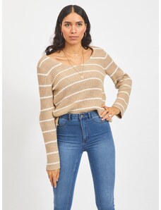 Béžový pruhovaný sveter VILA Rush - ženy