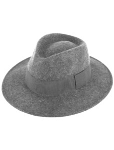 Fiebig - Headwear since 1903 Zimný plstený klobúk - šedý melanž s hodvábnou stuhou