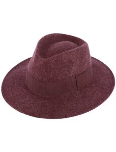 Fiebig - Headwear since 1903 Zimný plstený klobúk - bordová melanž s hodvábnou stuhou