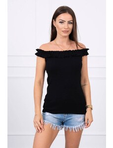 Kesi Black blouse with ruffles over the shoulder
