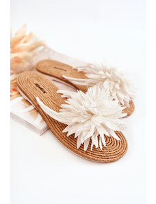 Kesi Women's flip-flops with fabric ornament White Eviana