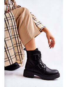 Kesi Leather women's boots with zipper black gritta