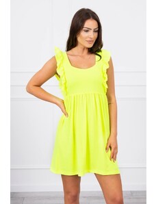 Kesi Dress with ruffles on the sides yellow neon