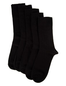 Trendyol Pánske čierne 5-pack bavlnené rovné ponožky