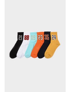 Trendyol 6 Pack Multi Color Cotton Number Pattern College-Tennis-Medium Size Socks