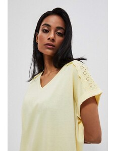 Moodo Cotton blouse with tie - yellow