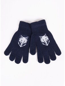 Yoclub Kids's Boys' Five-Finger Gloves With Reflector RED-0237C-AA50-005 Navy Blue