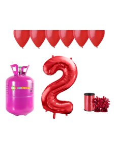 HeliumKing Hélium párty set na 2. narodeniny s červenýmií balónmi