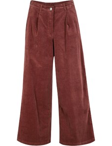 bonprix Široké kordové strečové nohavice s pohodlným vysokým pásom, 7/8 dĺžka, farba hnedá, rozm. 48