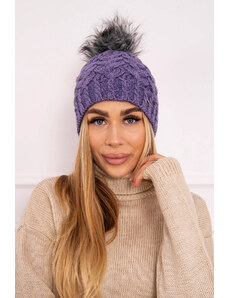 Fashion L&L Zimná čiapka s brmbolcom Daria fialová