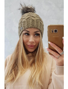 Fashion L&L Zimná čiapka s brmbolcom Daria khaki