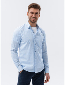 Ombre Clothing Pánska košeľa s dlhým rukávom - blankytná modrá K609