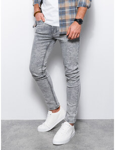 Ombre Clothing Pánske džínsové nohavice SKINNY FIT - sivé V1 P1062