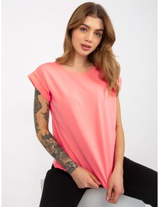 Fashionhunters Peach monochrome T-shirt made of cotton Revolution