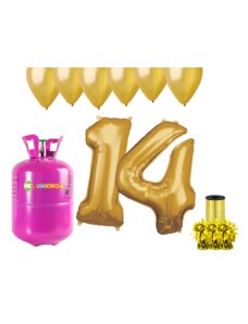 HeliumKing Hélium párty set na 14. narodeniny so zlatými balónmi