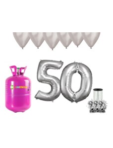 HeliumKing Hélium párty set na 50. narodeniny so striebornými balónmi