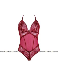 Gorteks Women's Lace Sensual Bodysuit Charlize - Burgundy