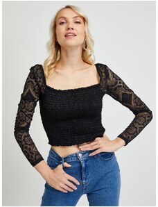 Black Women's Top with Lace Sleeves Guess - Women