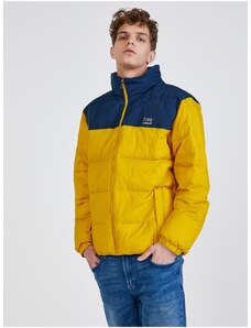Blue-yellow Men's Quilted Winter Jacket Quiksilver Wolf Shoulde - Men