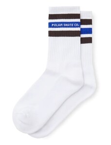 Biele ponožky POLAR SKATE CO. FAT STRIPE SOCKS WHITE/BROWN/BLUE