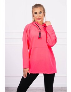 Kesi Tunic with zipper on hood Oversize pink neon