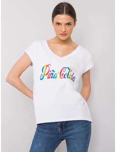 Fashionhunters White T-shirt with colorful print