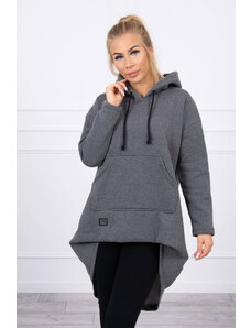 Kesi Wadded sweatshirt with long back and graphite hood