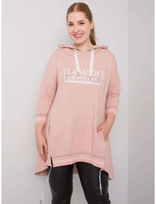Fashionhunters Dust pink women's sweatshirt larger size with pocket