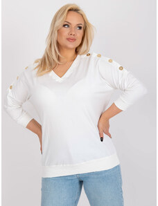 Fashionhunters Ecru blouse plus size with V-neck