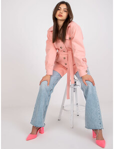 Fashionhunters Olesia pink long shirt with belt