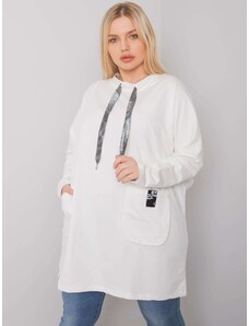 Fashionhunters Ecru plus size tunic with pockets