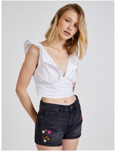 White Ladies Cropped Top with Ruffles TALLY WEiJL - Women