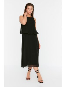Trendyol Curve Čierne tkané šifónové šaty