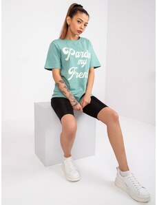 Fashionhunters Green Cotton Casual Jade T-Shirt