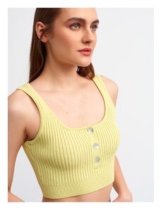 Dilvin Women's Yellow Tank Top with Pops and Buttons