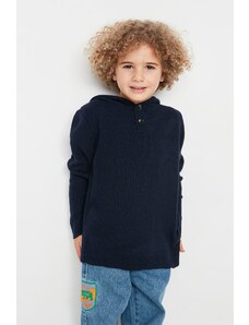 Trendyol Navy Blue Hooded Boy Knitwear Sweater