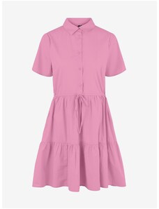 Pieces Ružové krátke košeľové šaty Valdine - ženy