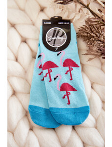 Kesi Youth socks with Three Flamingos pattern Light blue