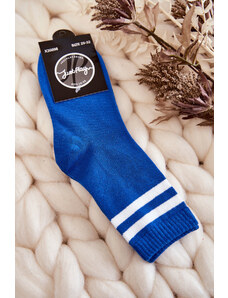 Kesi Youth Cotton Sports Socks with Blue Stripes