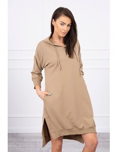 Kesi Dress with hood and longer back camel