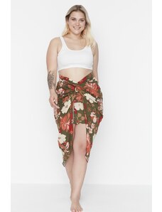 Trendyol Curve Viacfarebná tkaná sukňa sarong s kvetinovým vzorom