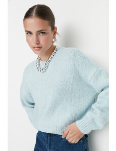 Trendyol Mint Wide Fit mäkký textúrovaný základný pletený sveter