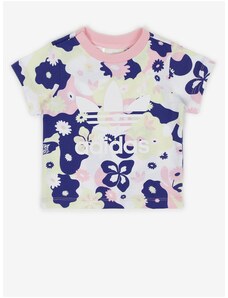 Blue and white girly floral T-shirt adidas Originals - Girls