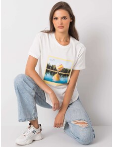 Fashionhunters Women's T-shirt Ecru with print