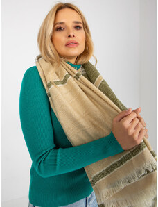 Fashionhunters Lady's beige and green patterned scarf