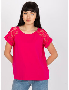 Fashionhunters Fuchsia blouse RUE PARIS with lace on the sleeves