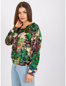 Fashionhunters Green Women's Blouse with Ruby Prints