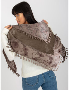 Fashionhunters Brown and beige scarf with decorative finish