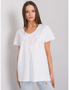 Fashionhunters White T-shirt with V-neck