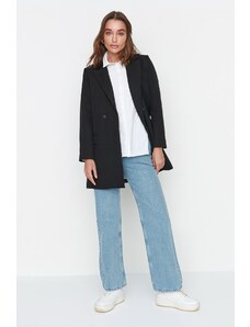 Trendyol Modest Black Pocket Detailed Blazer Woven Jacket